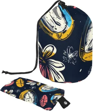 Art Florals Rugby Travel Cosmetic Bags Makeup Bag for Women, Foldable Drawstring Travel Cosmetic Bags, Portable Toiletry Bucket Bag