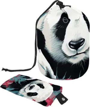 Art Panda Colorful Pattern Travel Cosmetic Bags Makeup Bag for Women, Foldable Drawstring Travel Cosmetic Bags, Portable Toiletry Bucket Bag