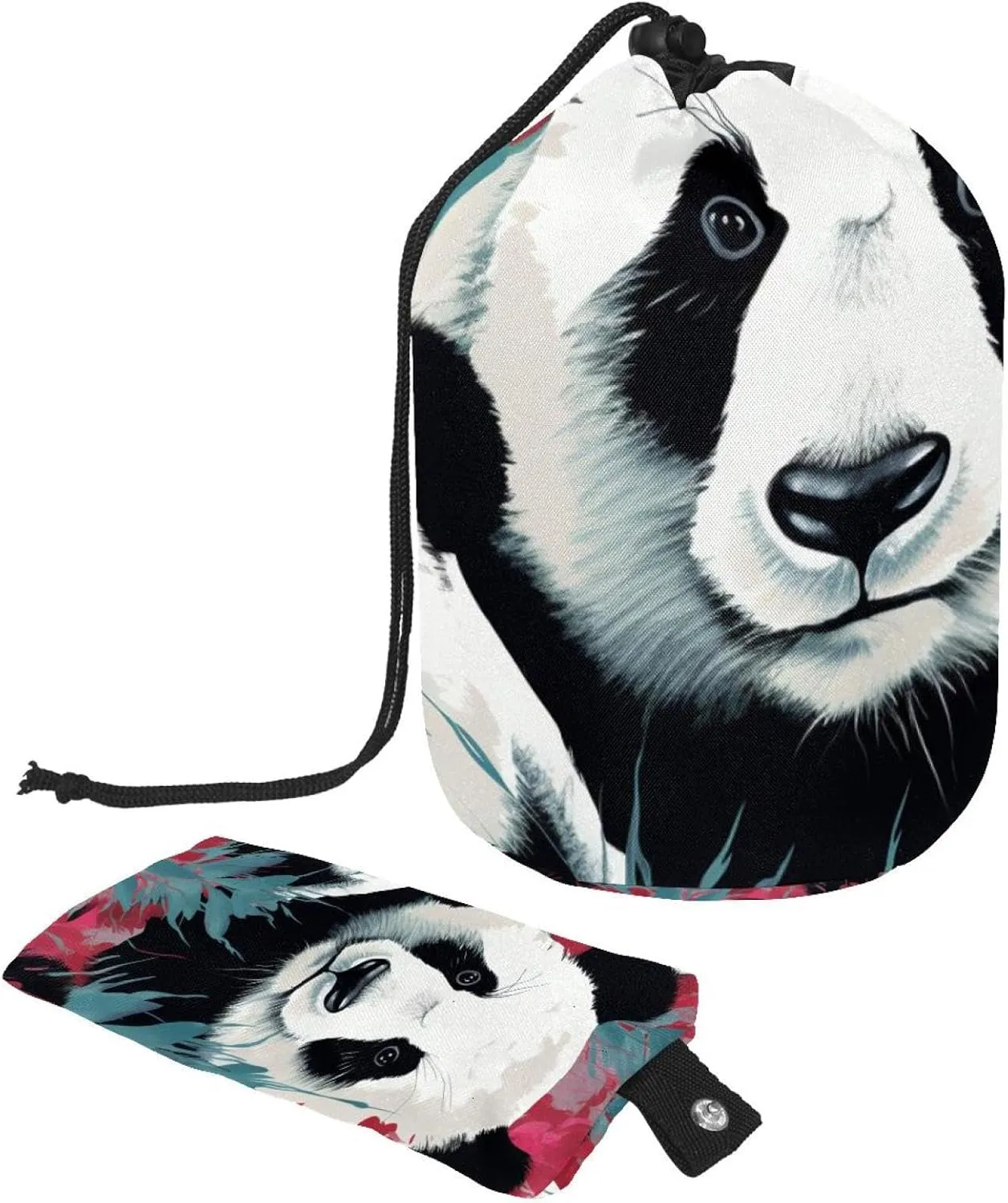 Art Panda Colorful Pattern Travel Cosmetic Bags Makeup Bag for Women, Foldable Drawstring Travel Cosmetic Bags, Portable Toiletry Bucket Bag