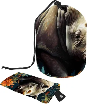 Art Rhino Pattern 37 Travel Cosmetic Bags Makeup Bag for Women, Foldable Drawstring Travel Cosmetic Bags, Portable Toiletry Bucket Bag
