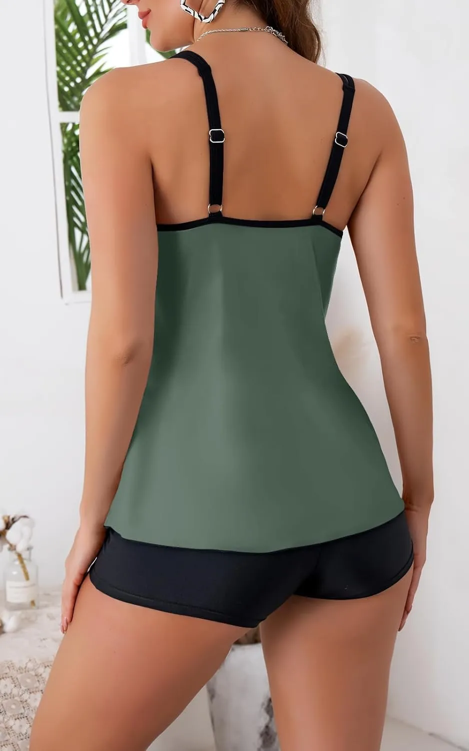B2prity Tankini Swimsuits for Women Two Piece Bathing Suits Tummy Control Long Torso Tank Tops with Shorts