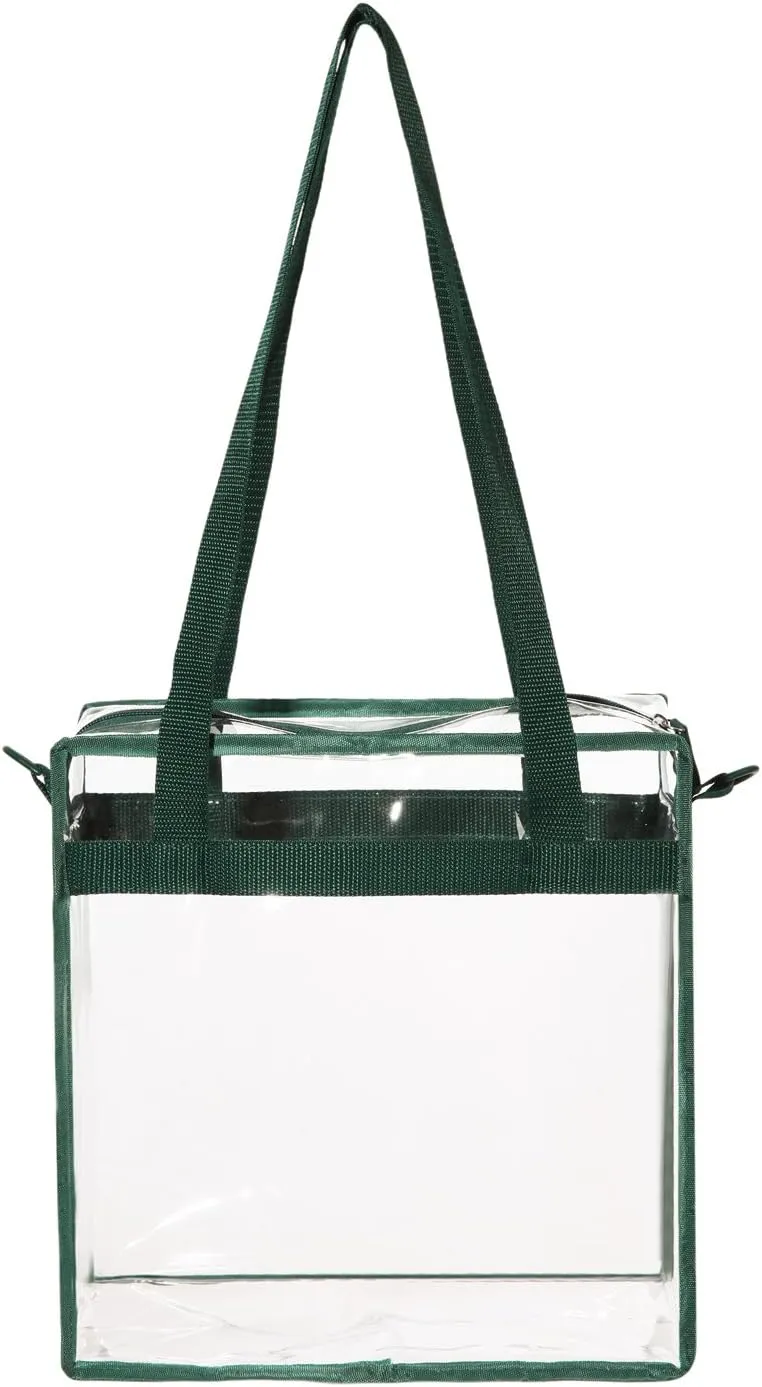 BAGAIL Clear Bags Stadium Approved Clear Tote Bag with Zipper Closure Crossbody Messenger Shoulder Bag with Adjustable Strap