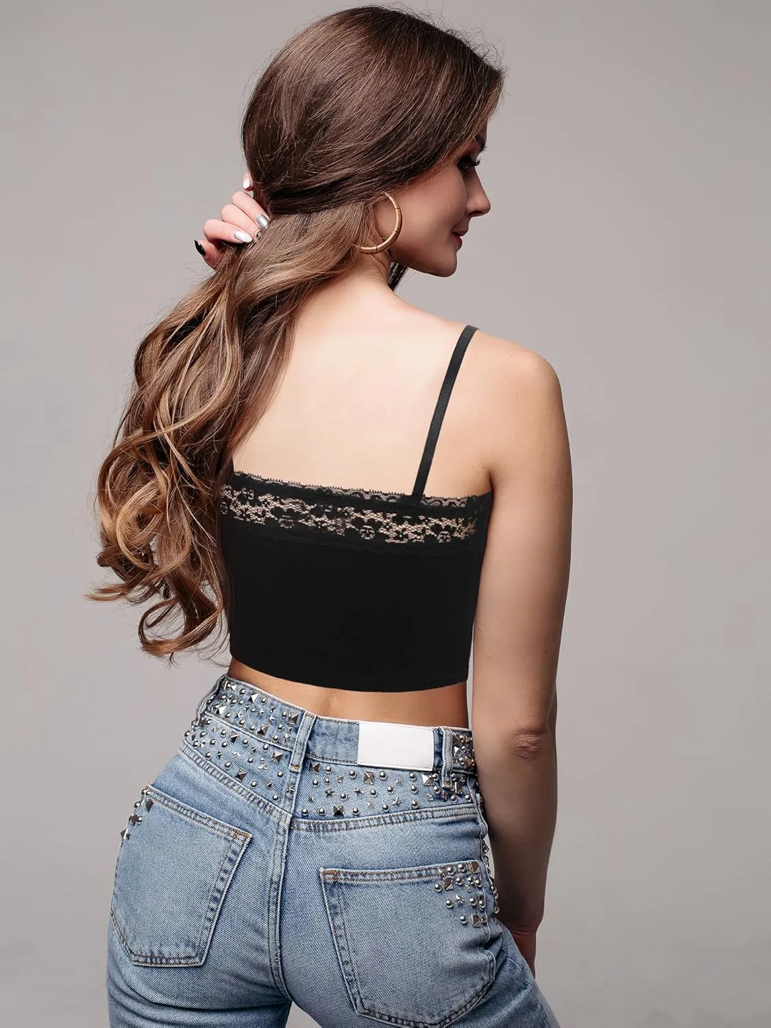 Bencailor 4 Pcs Women Lace Bralette Cami Crop Tops Tank Half Camisole Bra Adjustable Spaghetti Strap