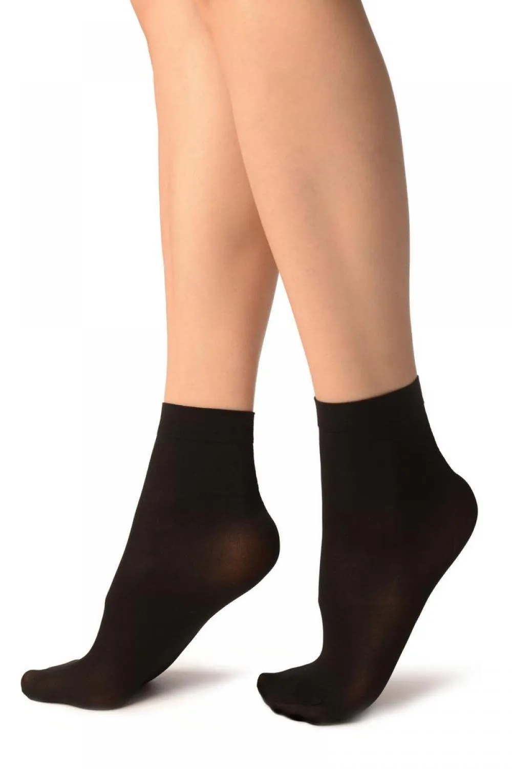 Black Plain Ankle High Socks