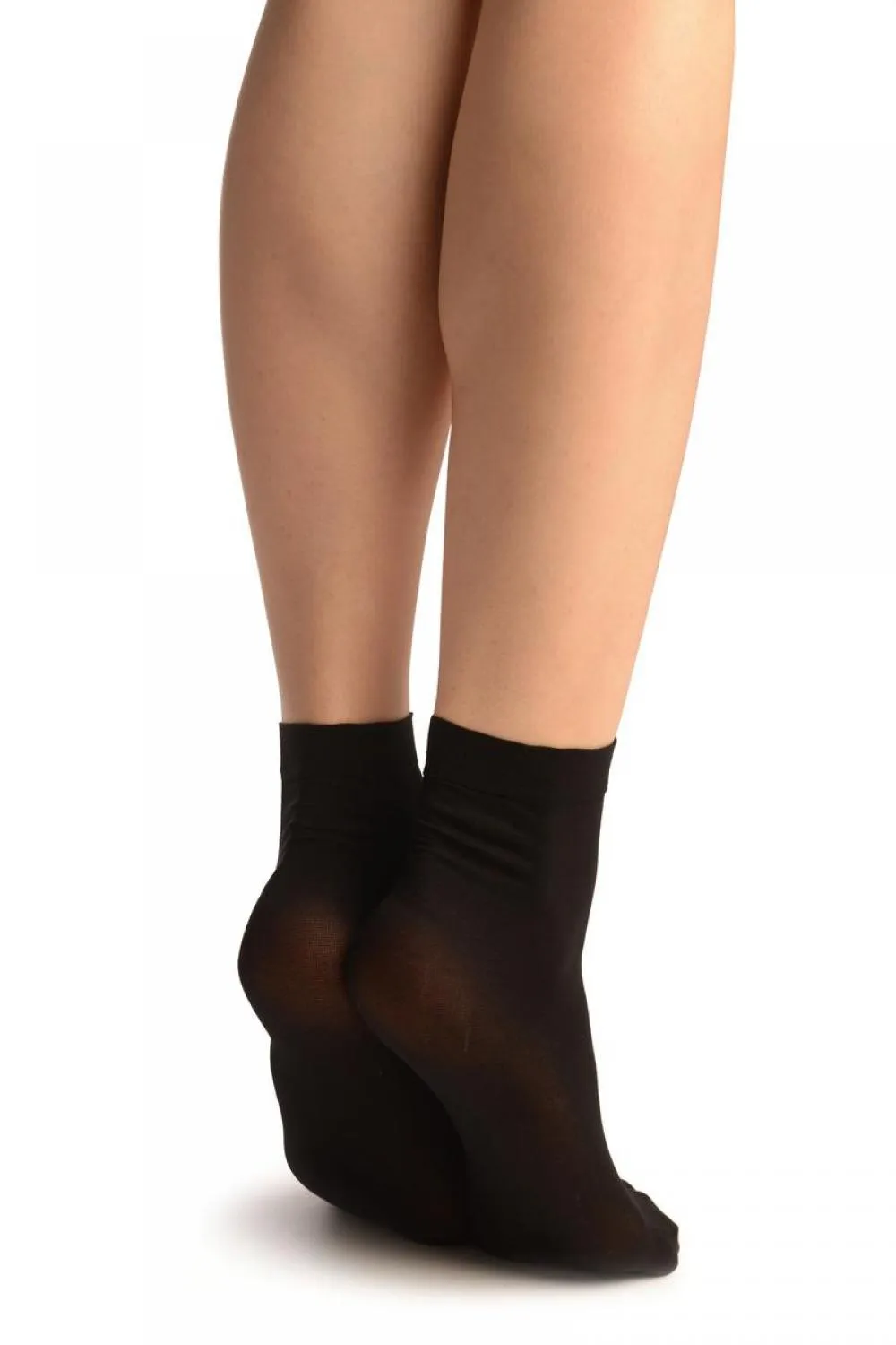 Black Plain Ankle High Socks