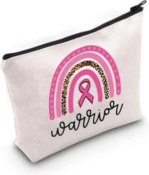 BLUPARK Breast Cancer Awareness Makeup Bag Breast Cancer Warrior Gift Breast Cancer Survivor Gift Pink Ribbon Zipper Bag (Breast Cancer Warrior)
