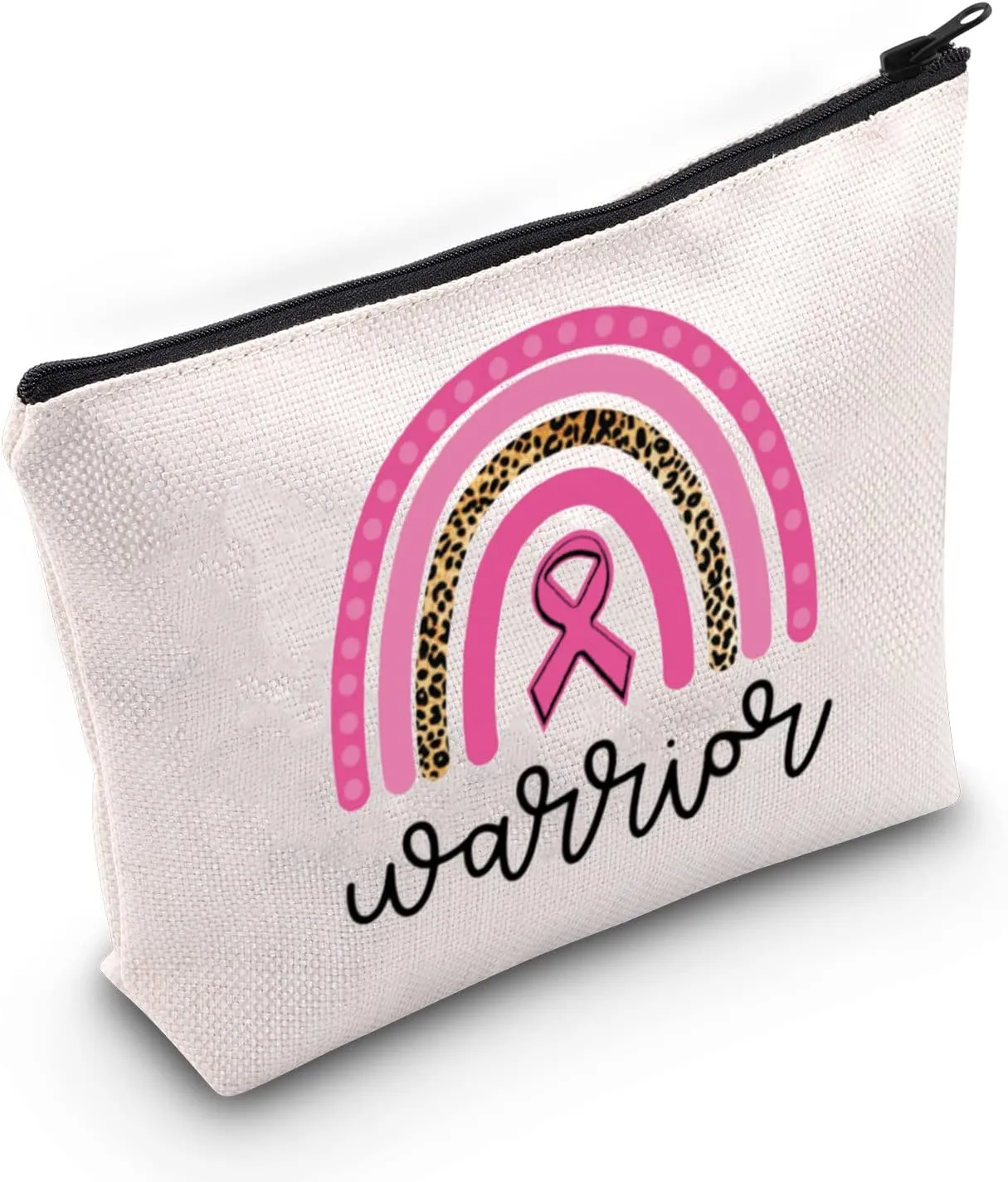 BLUPARK Breast Cancer Awareness Makeup Bag Breast Cancer Warrior Gift Breast Cancer Survivor Gift Pink Ribbon Zipper Bag (Breast Cancer Warrior)
