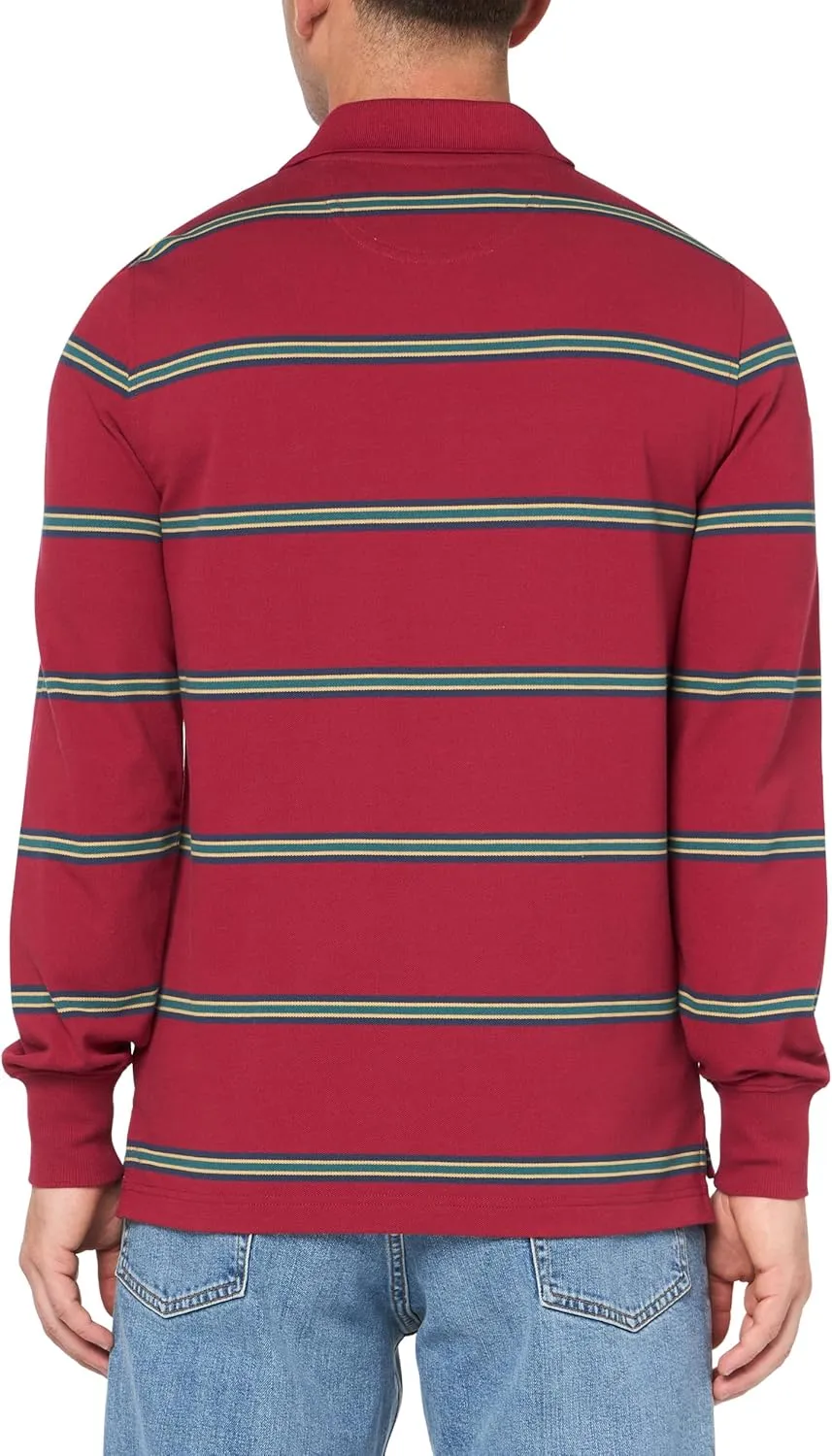 Brooks Brothers Men's Long Sleeve Cotton Pique Stretch Logo Striped Polo Shirt