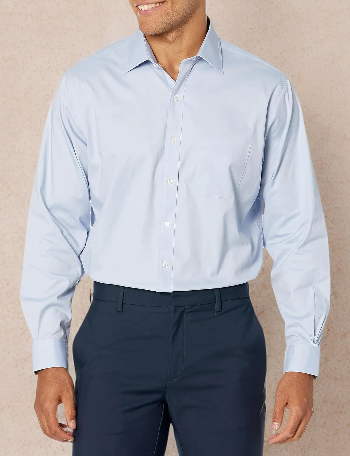 Brooks Brothers Men's Non-Iron Stretch Pinpoint Solid Ainsley Spread Collar Dress Shirt