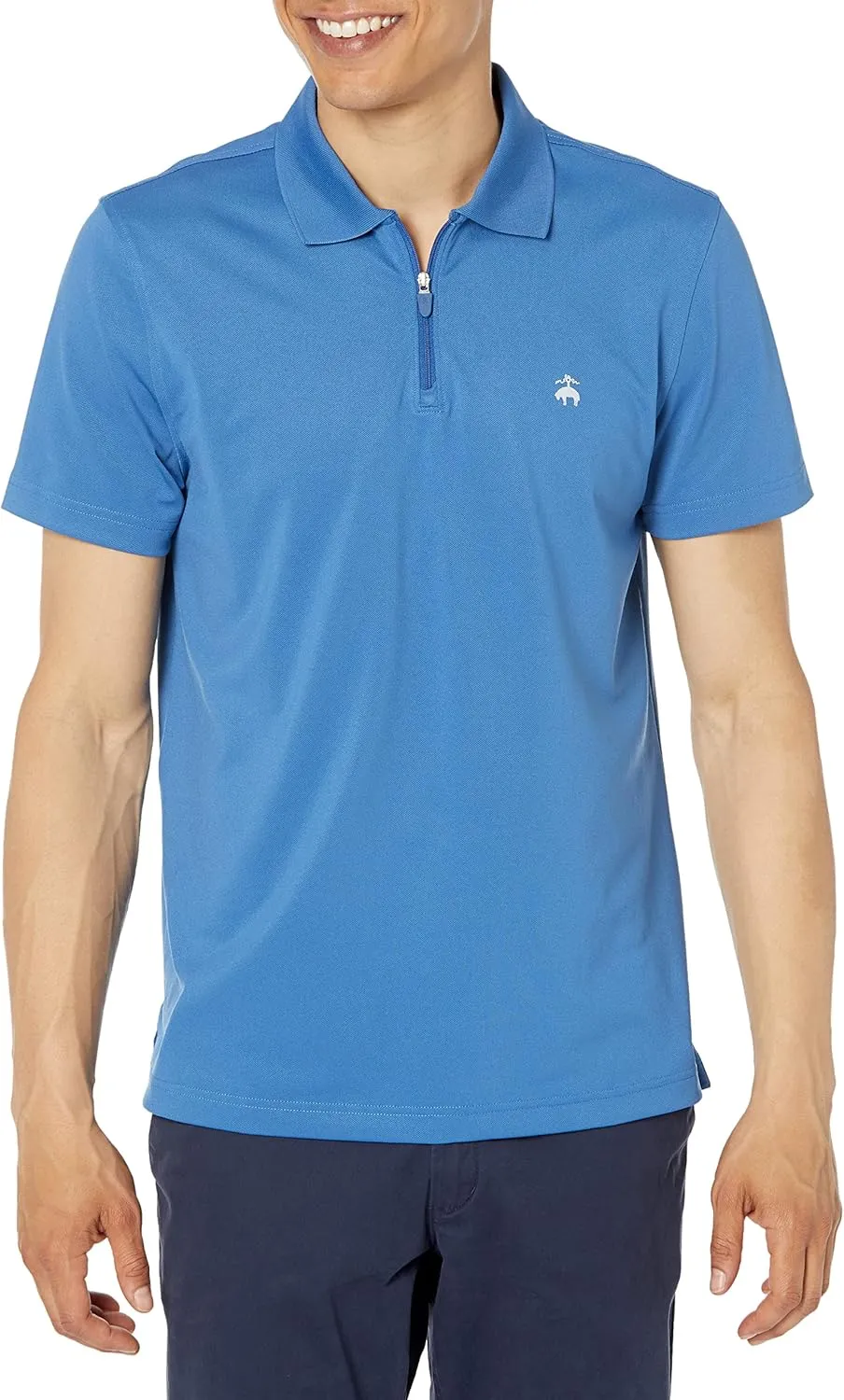 Brooks Brothers Men's Performance Stretch Short Sleeve Zip Polo Shirt