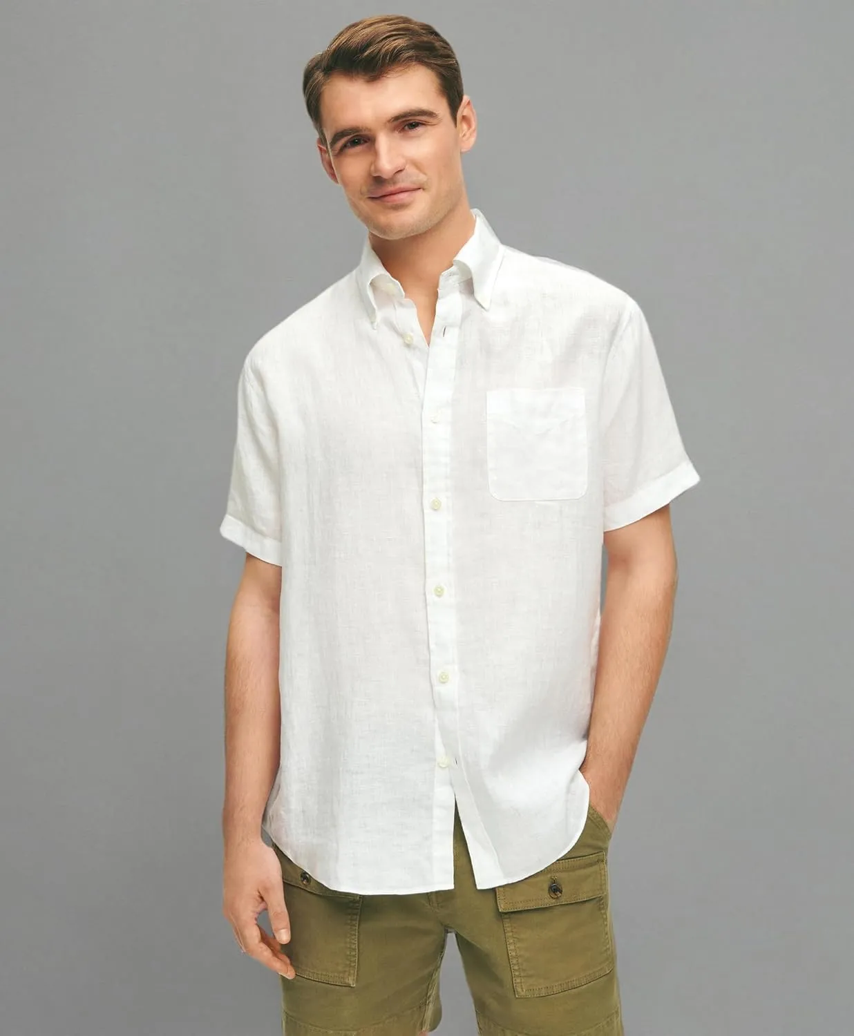 Brooks Brothers Men's Short Sleeve Button Down Sport Shirt