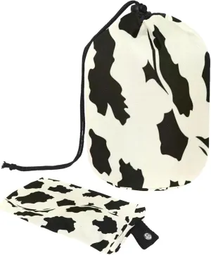 Brown Cow Fur Print Travel Cosmetic Bags Makeup Bag for Women, Foldable Drawstring Travel Cosmetic Bags, Portable Toiletry Bucket Bag
