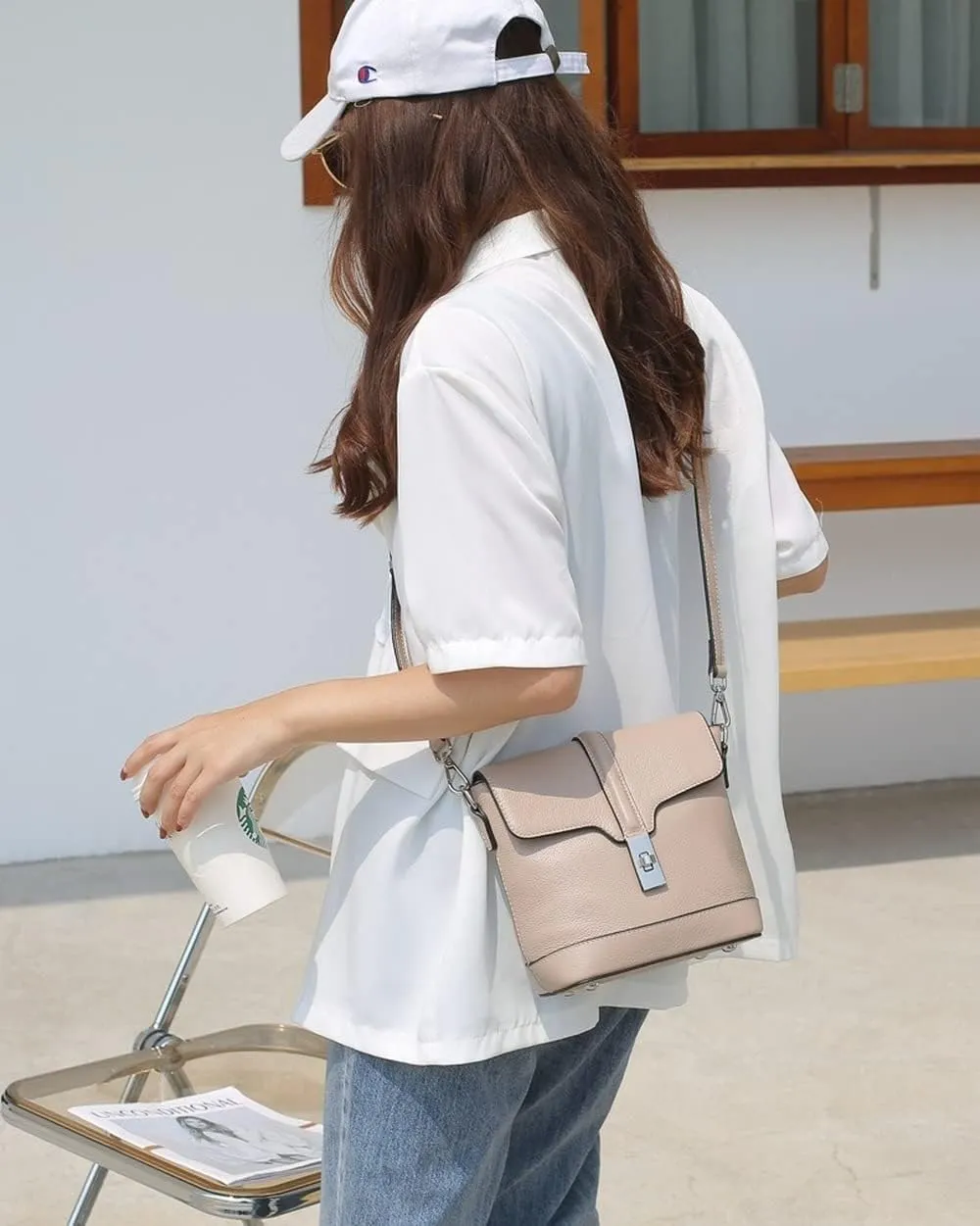Bucket Bags Genuine Leather Casual Messenger Bag Top Handle Tote Cross-body Bags Shoulder Handbag Purses