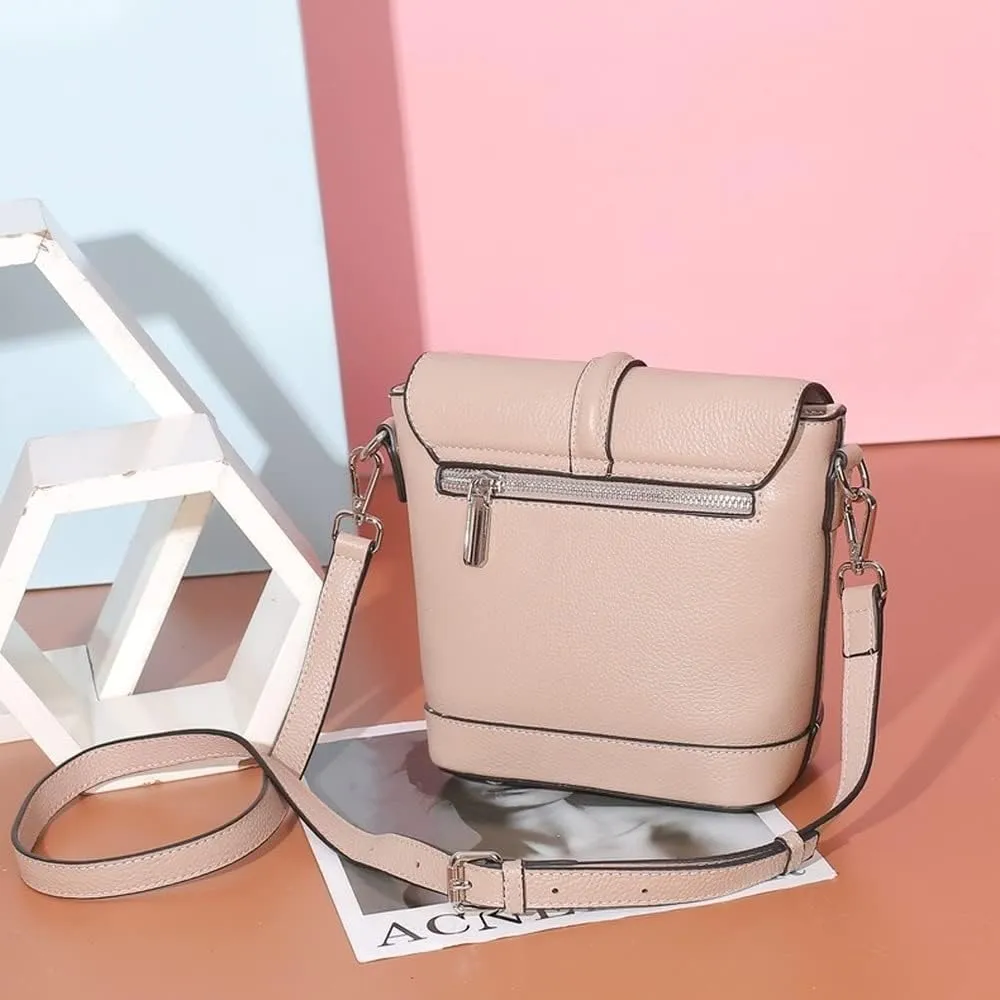Bucket Bags Genuine Leather Casual Messenger Bag Top Handle Tote Cross-body Bags Shoulder Handbag Purses