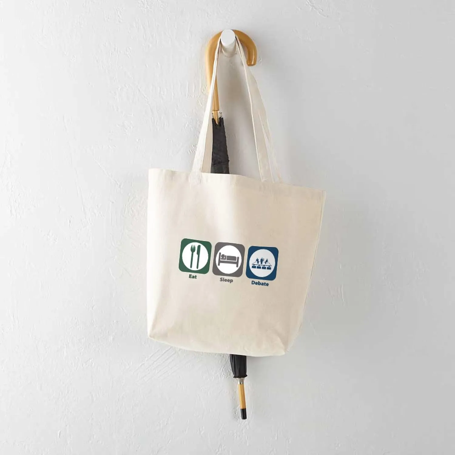 CafePress Eat Sleep Debate Tote Bag Natural Canvas Tote Bag, Reusable Shopping Bag