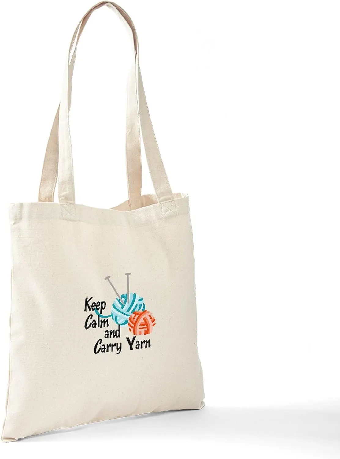 CafePress KEEP CALM AND CARRY YARN Tote Bag Reusable Natural Beige Canvas Shopping Bag
