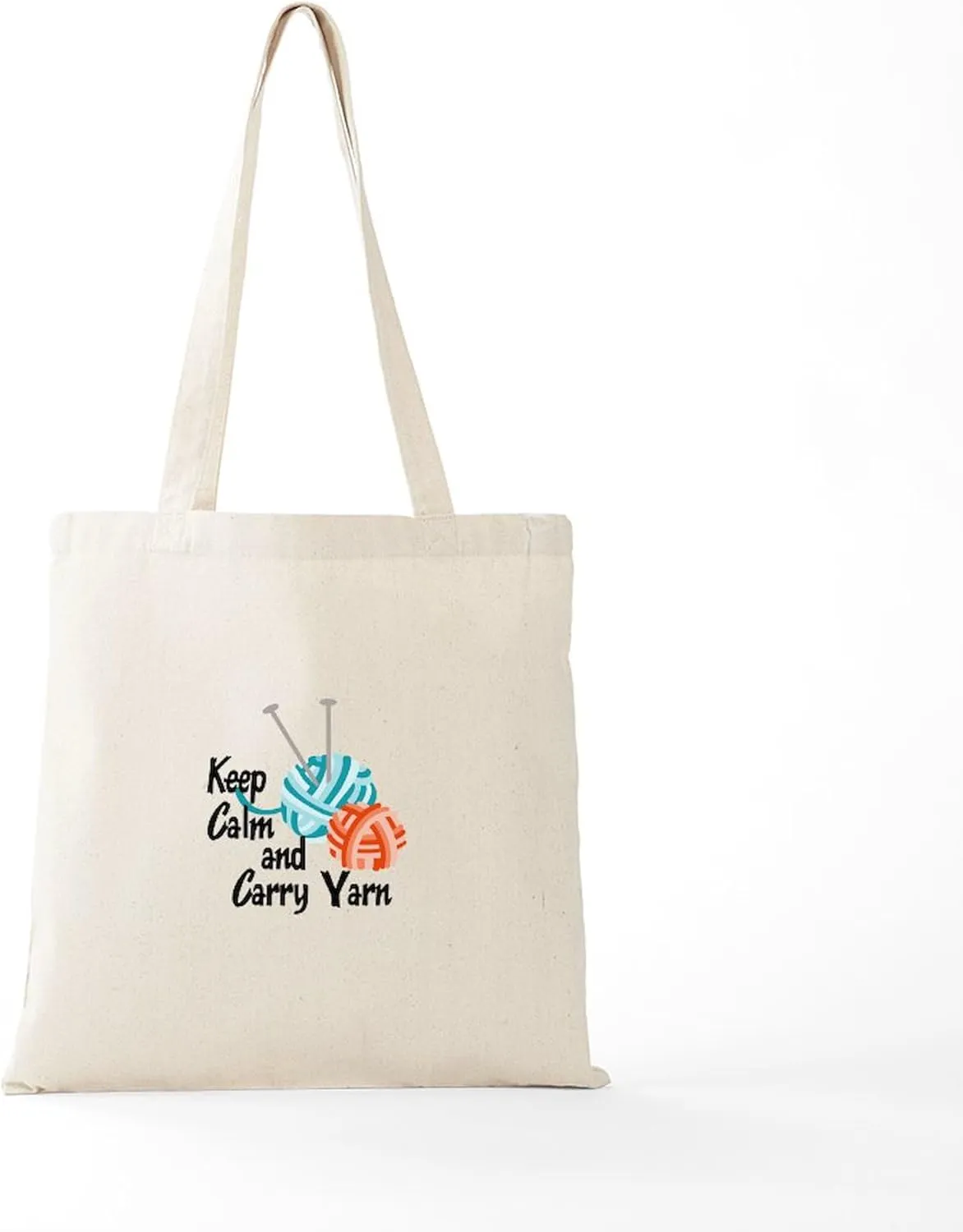 CafePress KEEP CALM AND CARRY YARN Tote Bag Reusable Natural Beige Canvas Shopping Bag