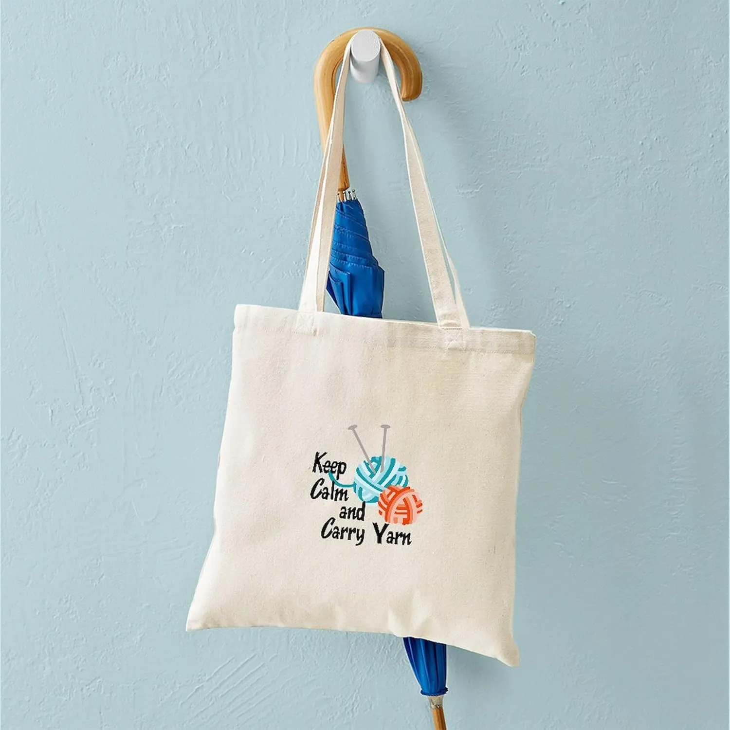 CafePress KEEP CALM AND CARRY YARN Tote Bag Reusable Natural Beige Canvas Shopping Bag
