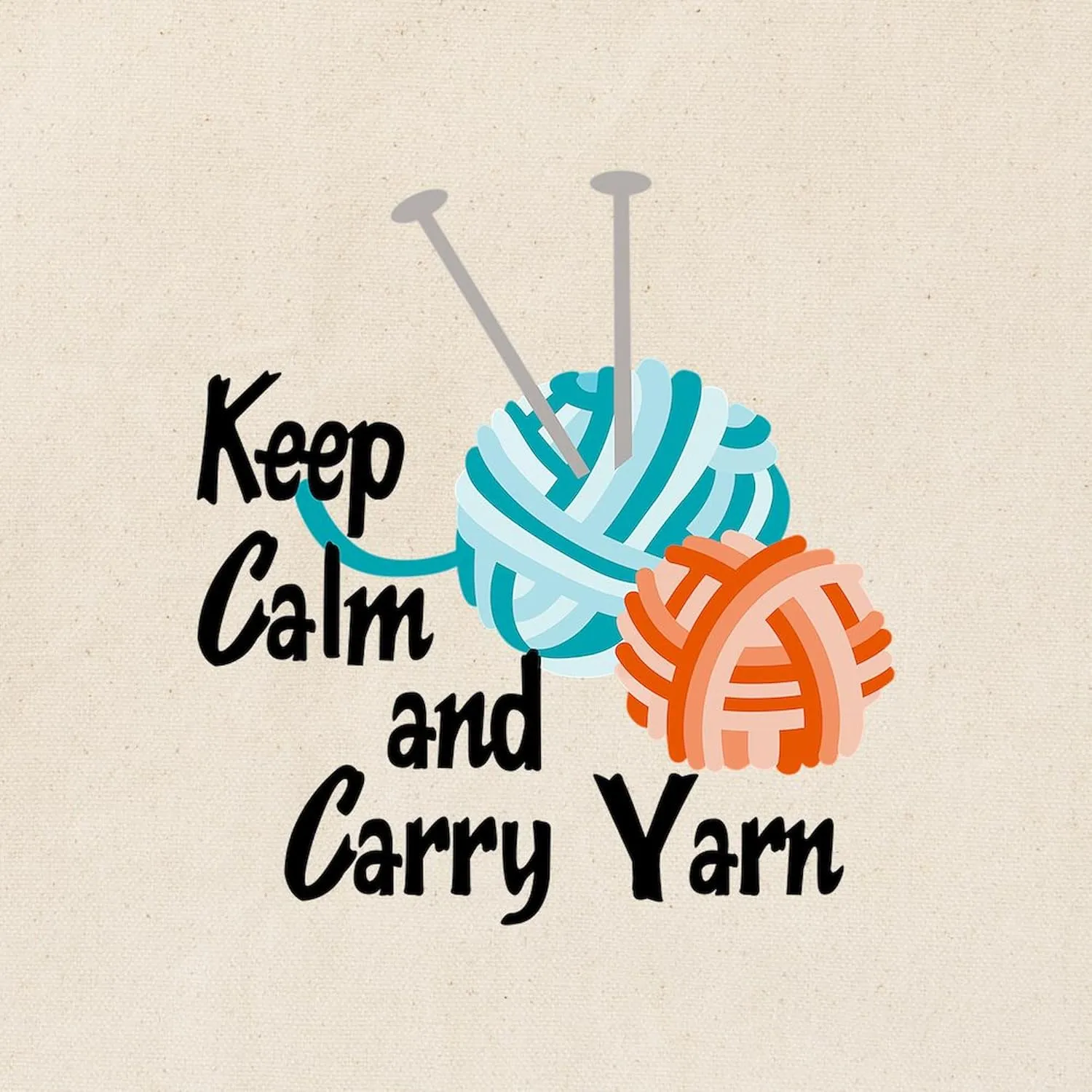 CafePress KEEP CALM AND CARRY YARN Tote Bag Reusable Natural Beige Canvas Shopping Bag