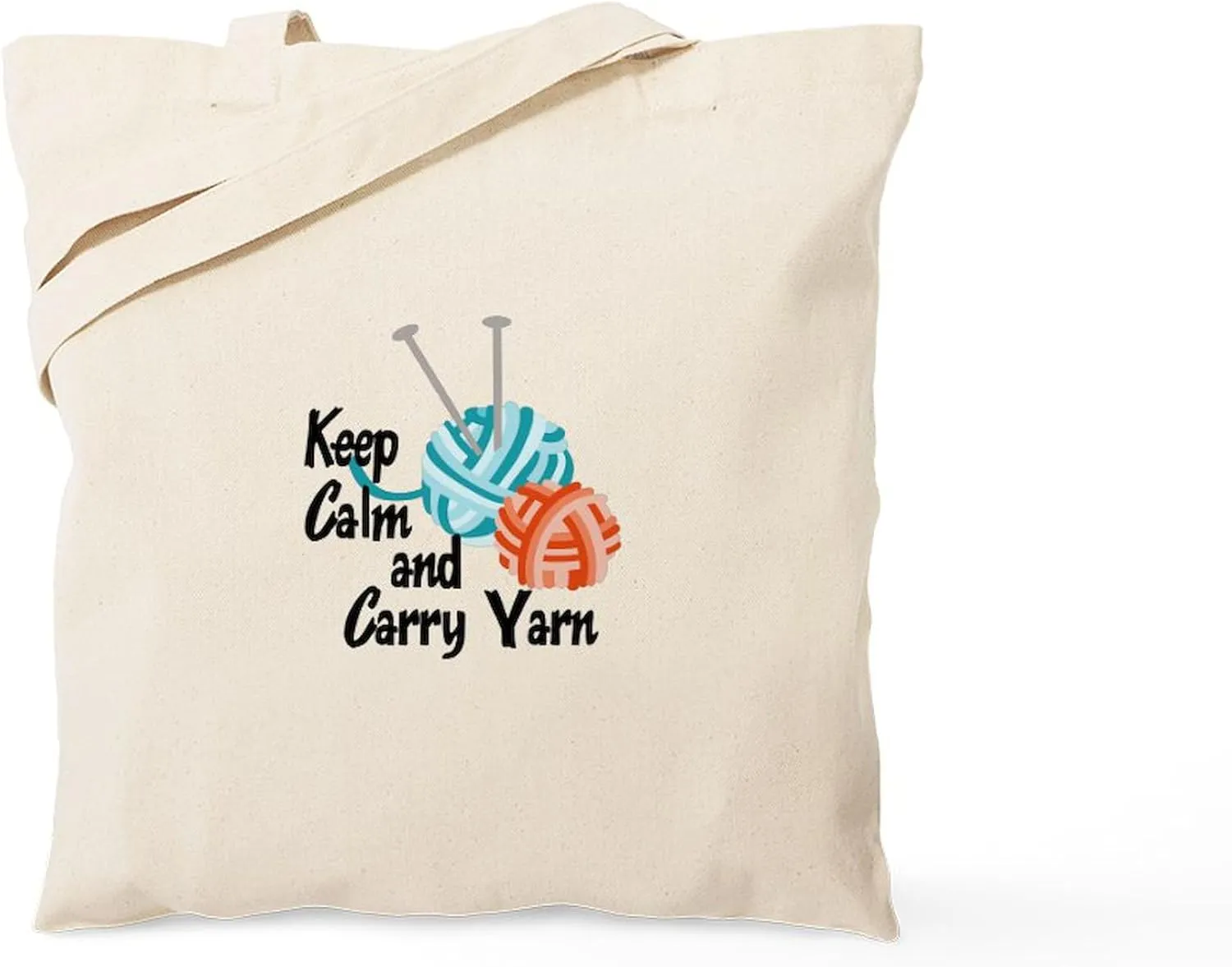 CafePress KEEP CALM AND CARRY YARN Tote Bag Reusable Natural Beige Canvas Shopping Bag