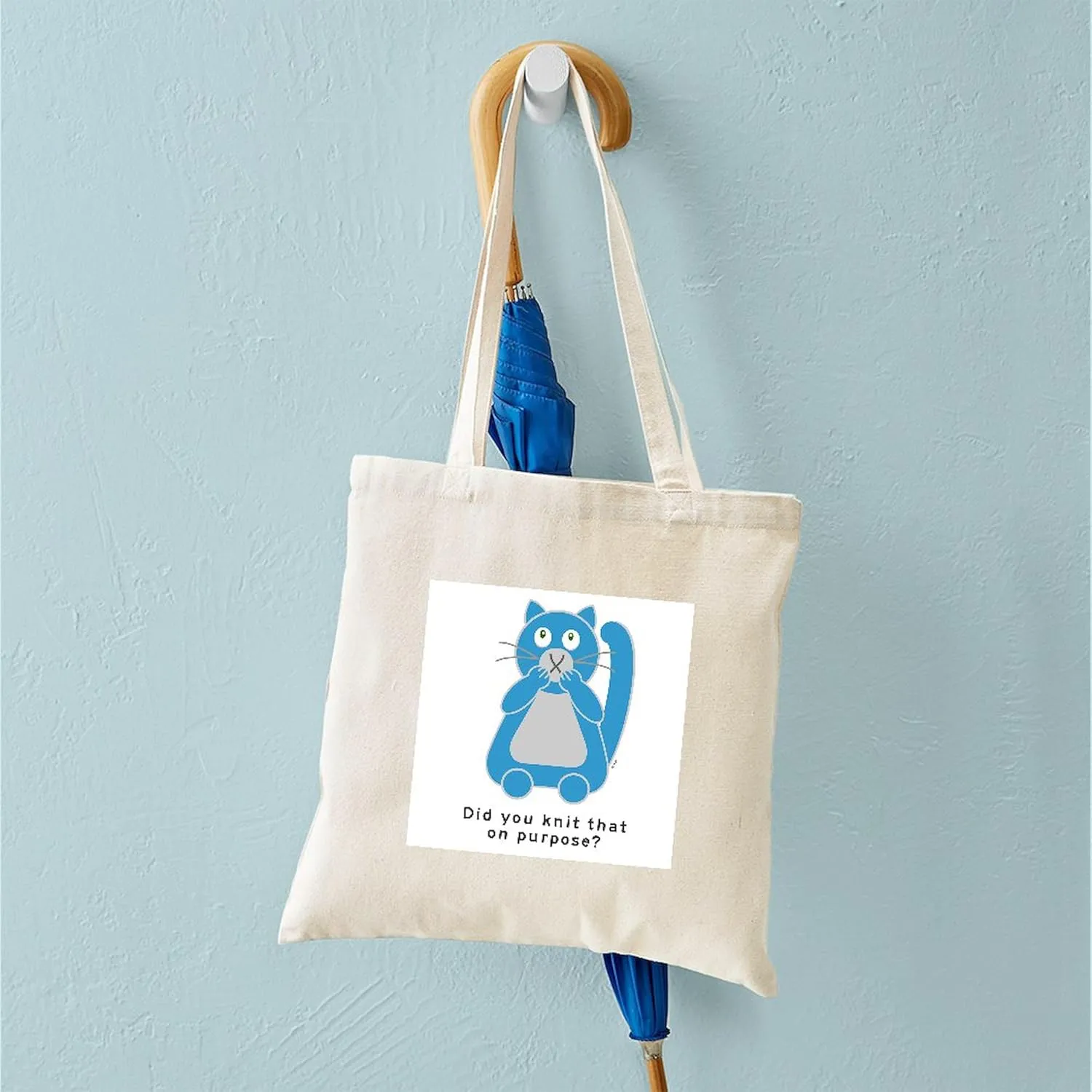 CafePress Mean Kitty Knitting Tote Bag Reusable Natural Beige Canvas Shopping Bag
