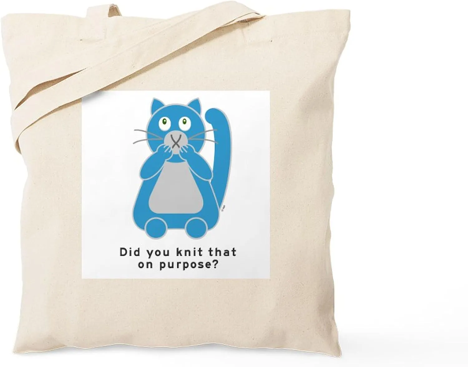 CafePress Mean Kitty Knitting Tote Bag Reusable Natural Beige Canvas Shopping Bag