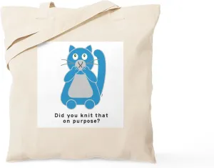 CafePress Mean Kitty Knitting Tote Bag Reusable Natural Beige Canvas Shopping Bag