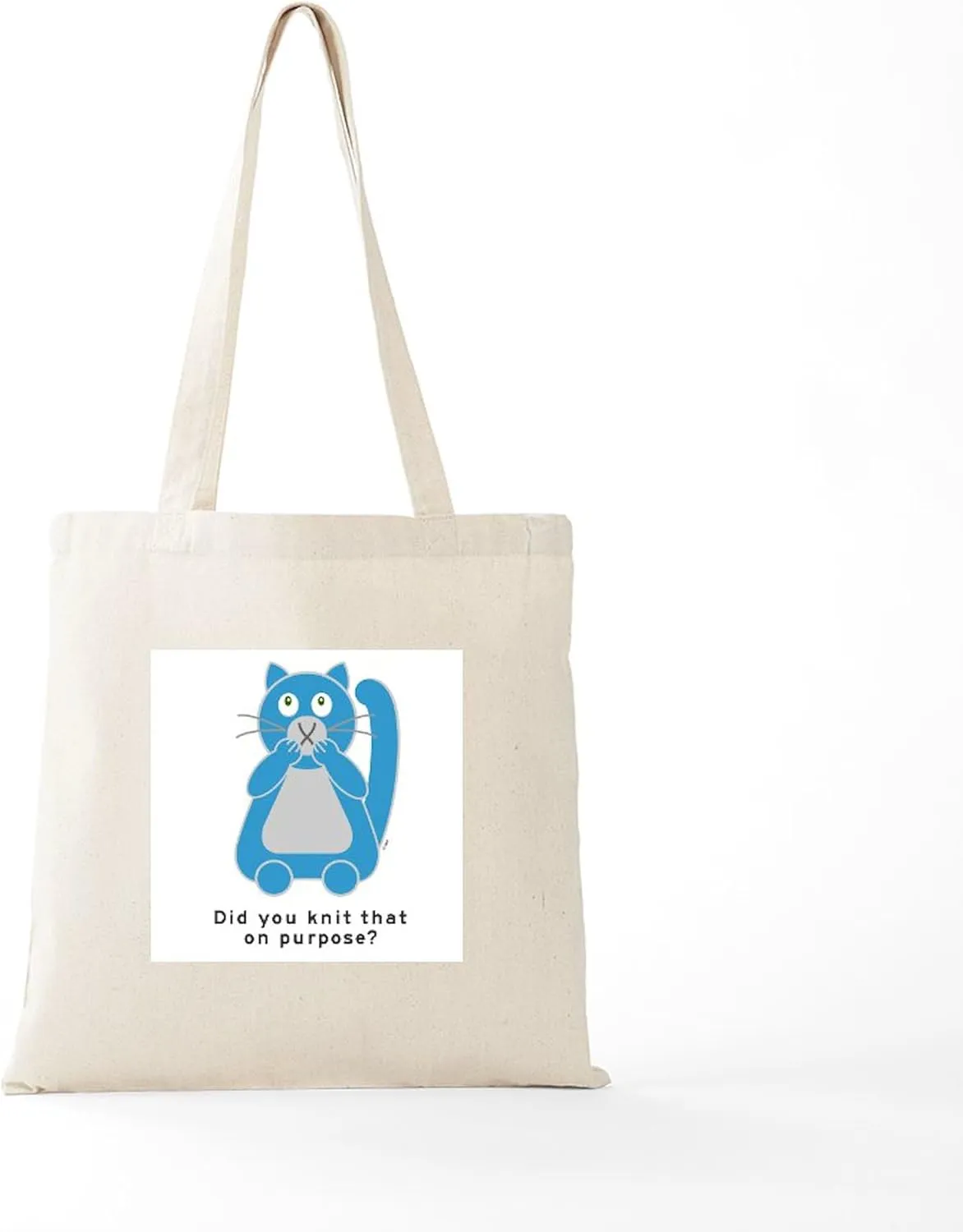CafePress Mean Kitty Knitting Tote Bag Reusable Natural Beige Canvas Shopping Bag