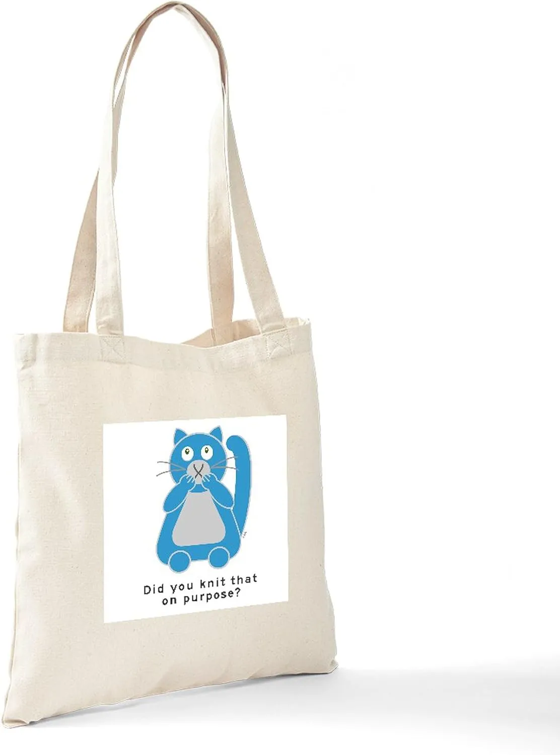 CafePress Mean Kitty Knitting Tote Bag Reusable Natural Beige Canvas Shopping Bag
