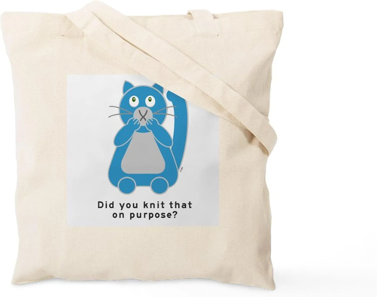 CafePress Mean Kitty Knitting Tote Bag Reusable Natural Beige Canvas Shopping Bag