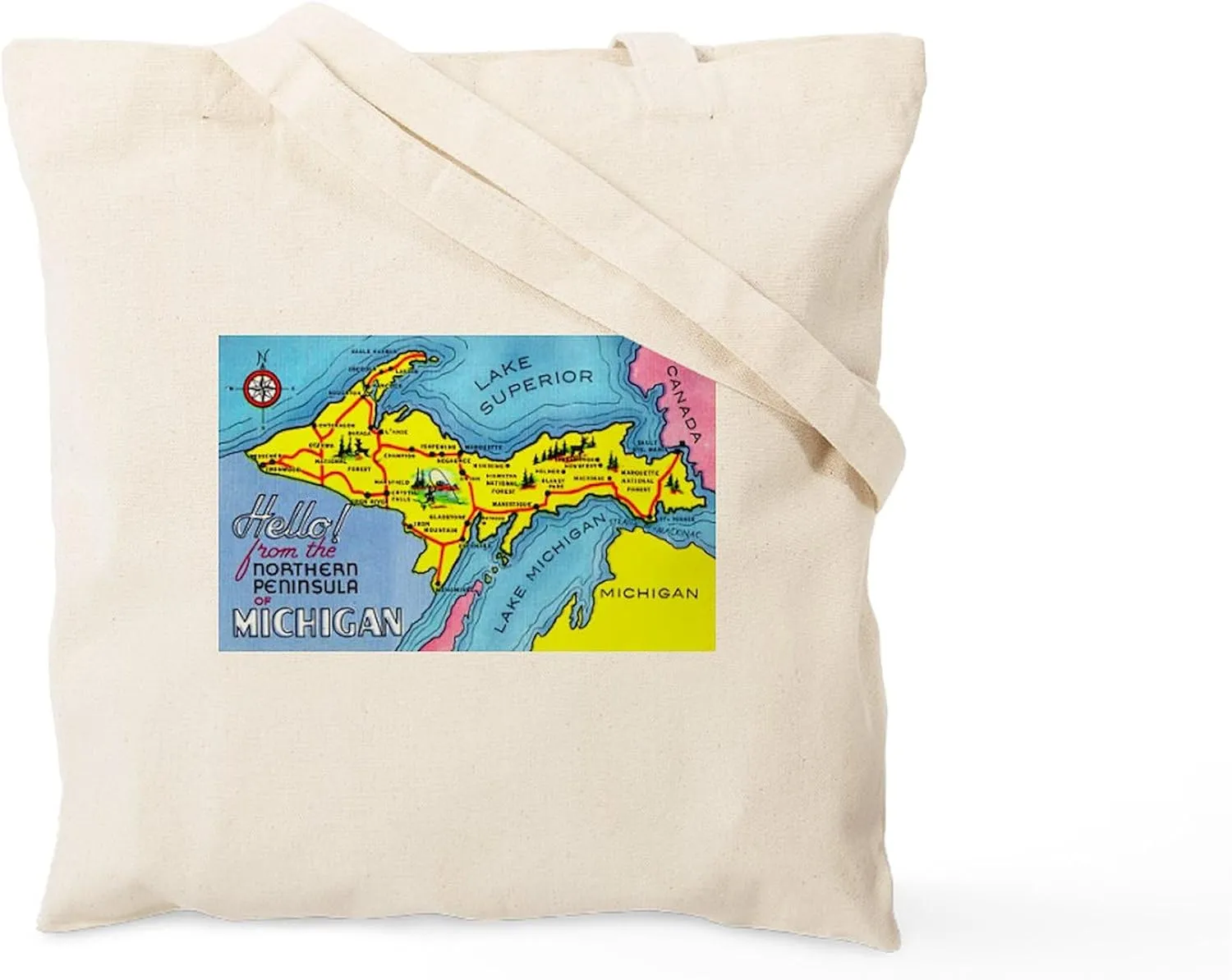 CafePress Michigan Northern Upper Peninsula Tote Bag Natural Canvas Tote Bag, Reusable Shopping Bag