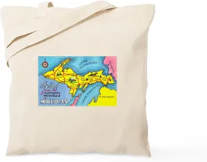 CafePress Michigan Northern Upper Peninsula Tote Bag Natural Canvas Tote Bag, Reusable Shopping Bag