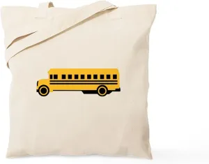 CafePress School Bus Tote Bag Reusable Natural Beige Canvas Shopping Bag
