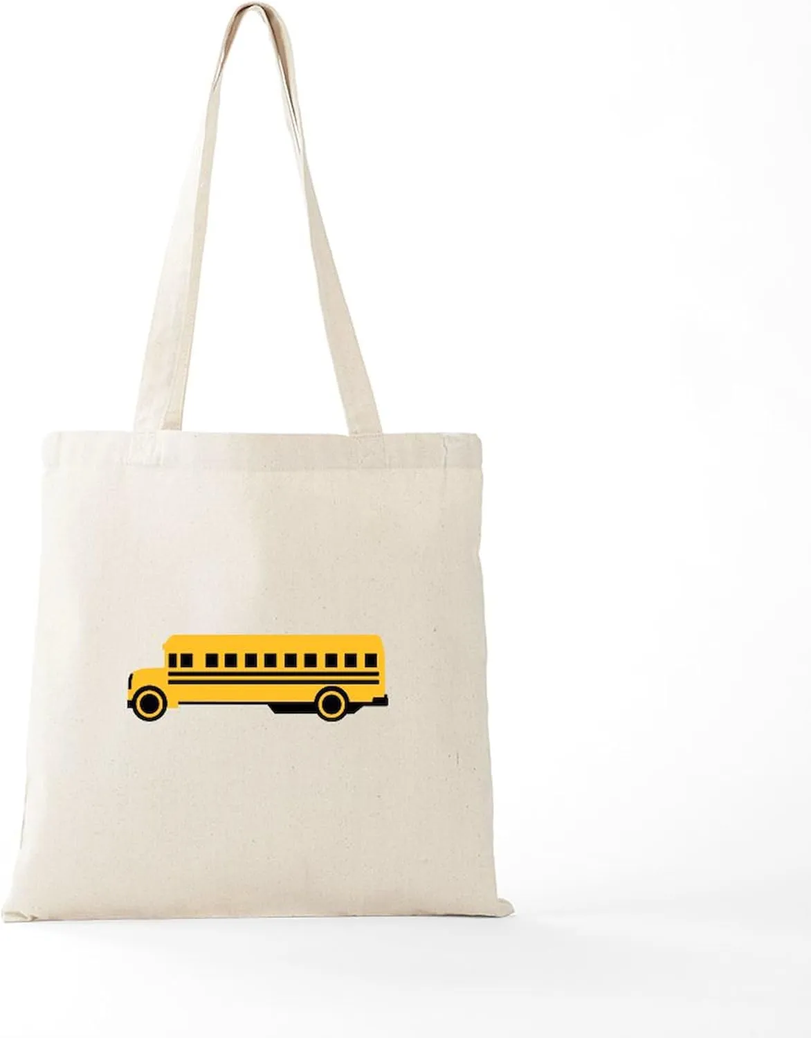 CafePress School Bus Tote Bag Reusable Natural Beige Canvas Shopping Bag
