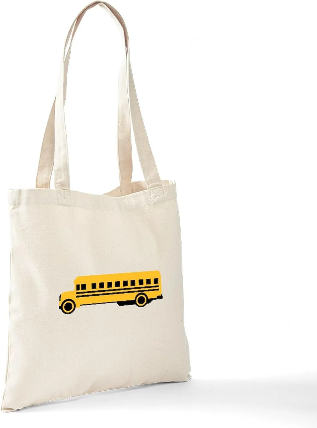 CafePress School Bus Tote Bag Reusable Natural Beige Canvas Shopping Bag