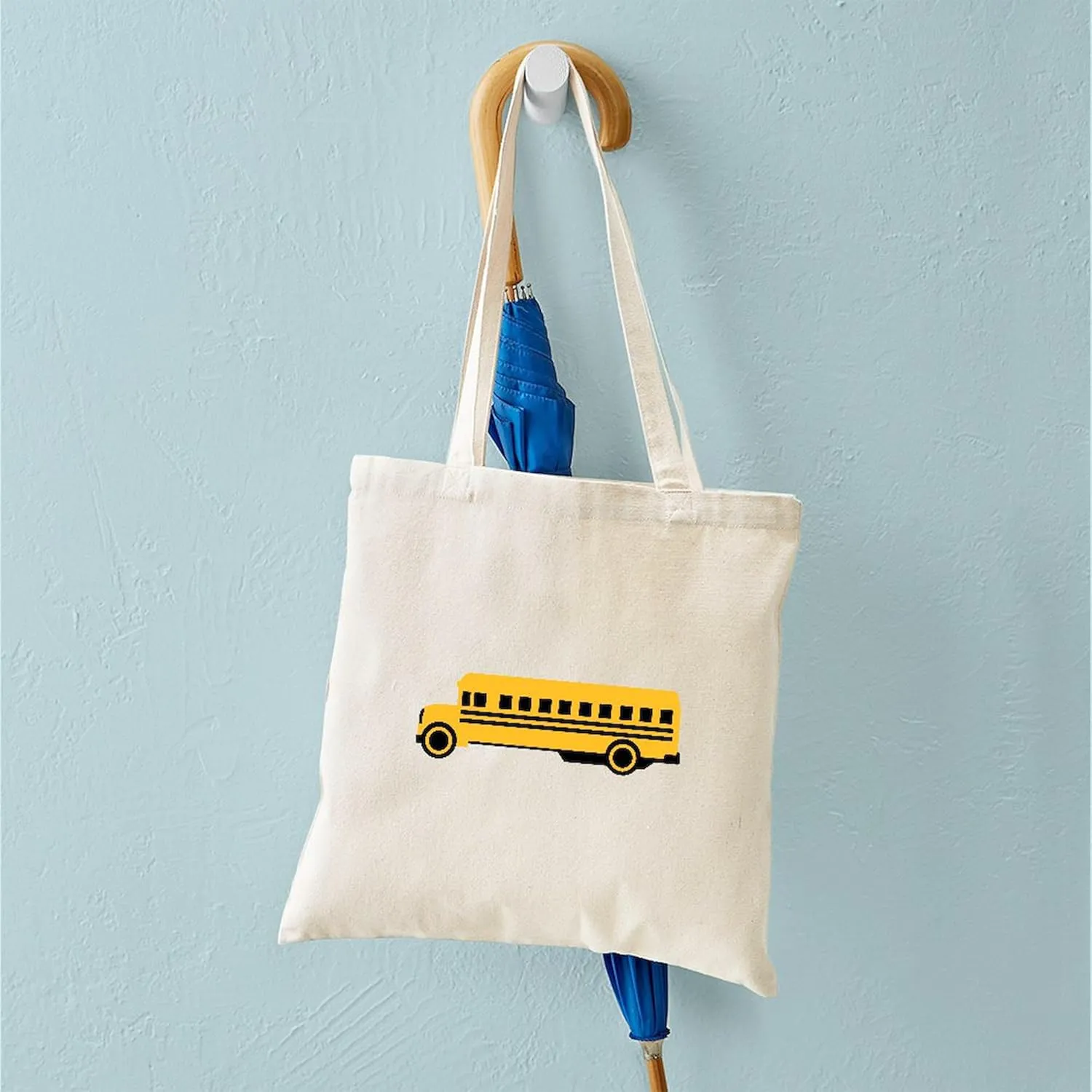 CafePress School Bus Tote Bag Reusable Natural Beige Canvas Shopping Bag