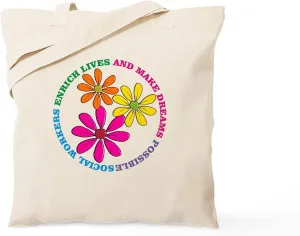 CafePress SOCIAL WORKER CIRCLE DAISIES Tote Bag Natural Canvas Tote Bag, Reusable Shopping Bag