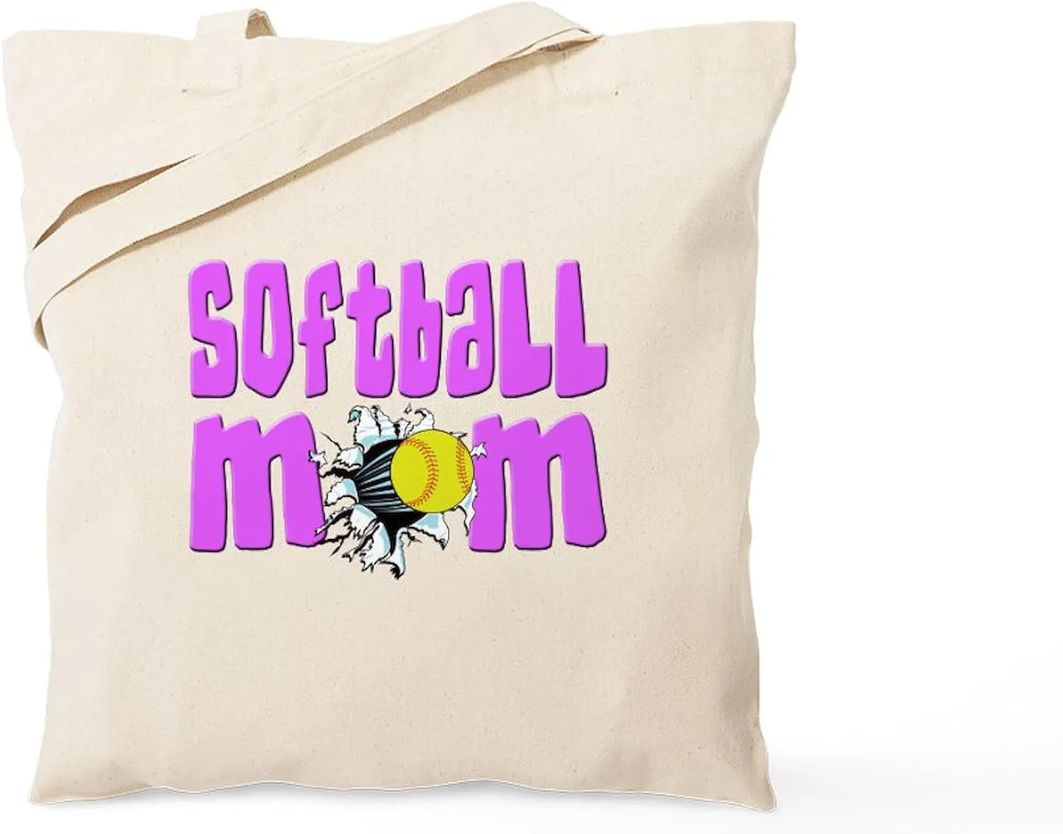 CafePress Softball Mom Tote Bag Natural Canvas Tote Bag, Reusable Shopping Bag