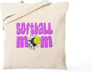 CafePress Softball Mom Tote Bag Natural Canvas Tote Bag, Reusable Shopping Bag