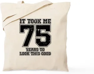CafePress This Is What 75 And Awesome Looks Like Tote Bag Natural Canvas Tote Bag, Reusable Shopping Bag