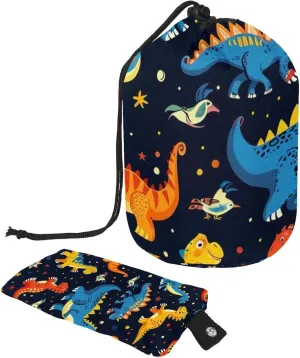 Cartoon Cool Dinosaurs Travel Cosmetic Bags Makeup Bag for Women, Foldable Drawstring Travel Cosmetic Bags, Portable Toiletry Bucket Bag