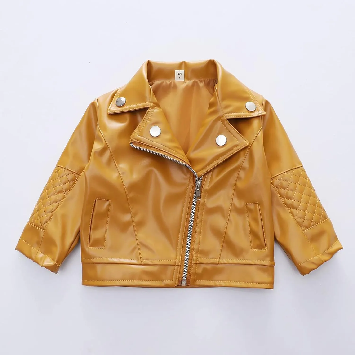 Children's Jacket Girl Boy Motorcycle Jacket Kid Outwear Solid Color Zipper Crop Coat Winter Coat Leather Windbreaker