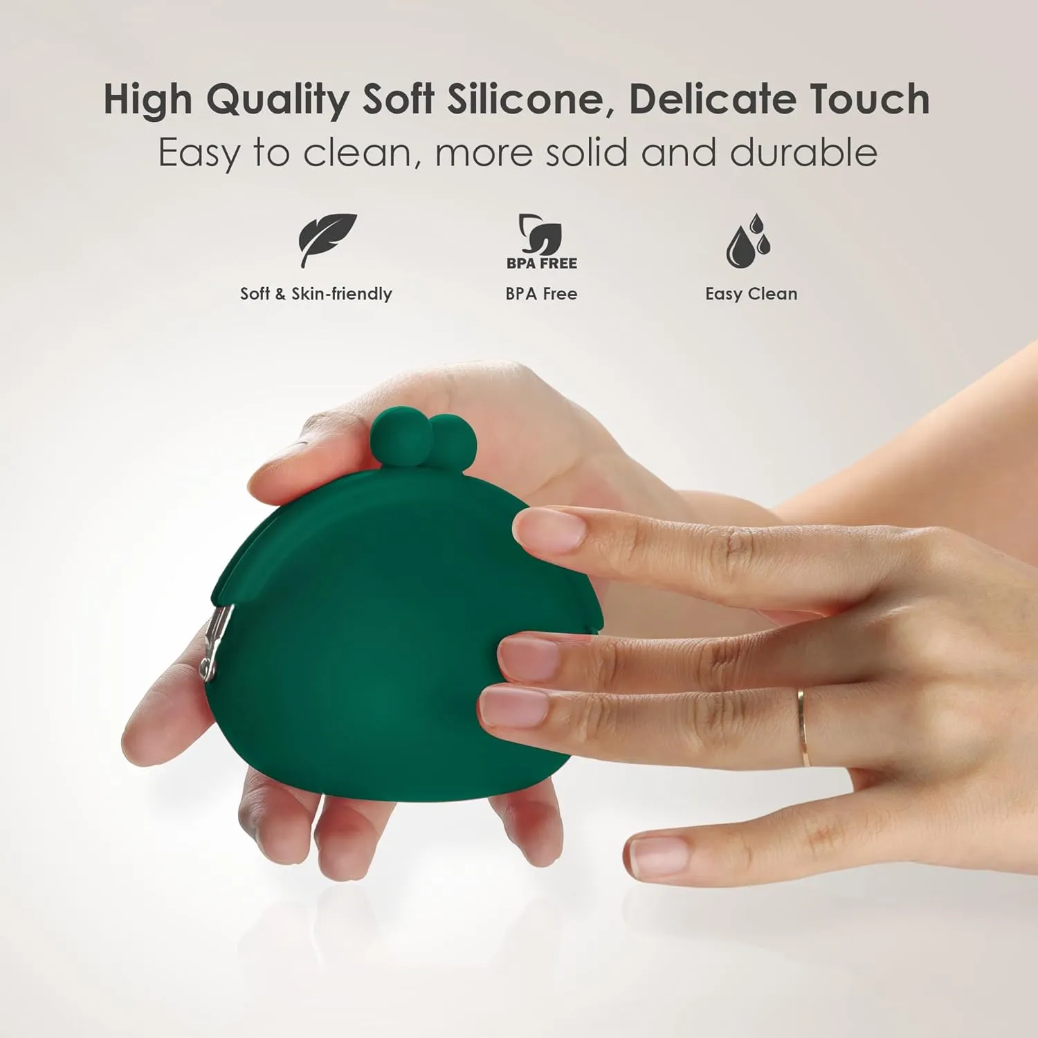 Coin Purse for Women  Silicone Small Coin Pouch with Kiss Lock for Coins, Keys, Lipstick, and Earphones  Mini Cute Change Purse, Coin Purse & Pouch for Daily Life, Cars, Travel, Party (Dark Green)
