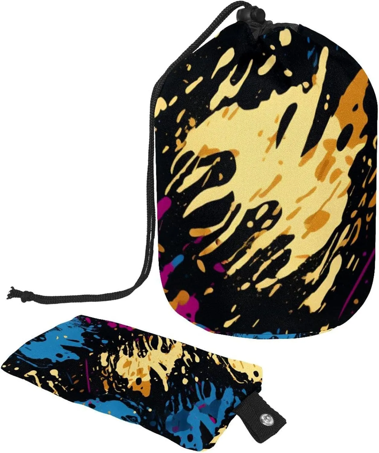 Colorful Abstract Graffiti Travel Cosmetic Bags Makeup Bag for Women, Foldable Drawstring Travel Cosmetic Bags, Portable Toiletry Bucket Bag
