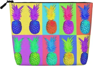 Colorful pineapple Print Cosmetic Bags for Women Large Capacity Purse Travel Toiletry Zipper Storage Pouch