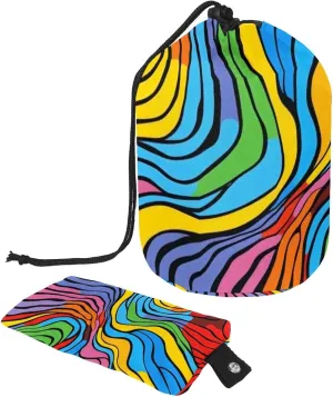 Colorful Pop Art Abstract Lines 61 Travel Cosmetic Bags Makeup Bag for Women, Foldable Drawstring Travel Cosmetic Bags, Portable Toiletry Bucket Bag
