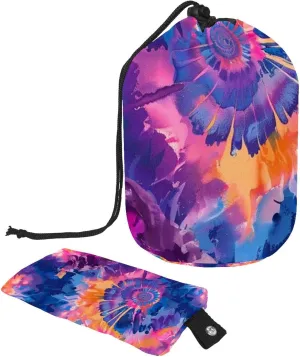 Colourful Tie Dye Travel Cosmetic Bags Makeup Bag for Women, Foldable Drawstring Travel Cosmetic Bags, Portable Toiletry Bucket Bag