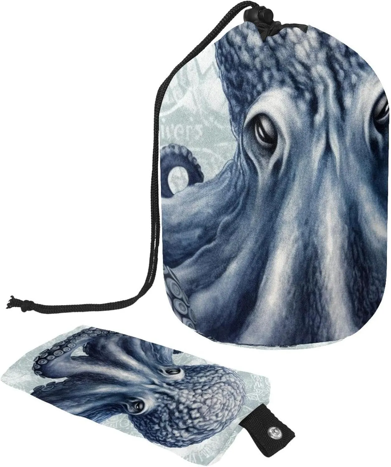 Cool Octopus Sea Animal Travel Cosmetic Bags Makeup Bag for Women, Foldable Drawstring Travel Cosmetic Bags, Portable Toiletry Bucket Bag
