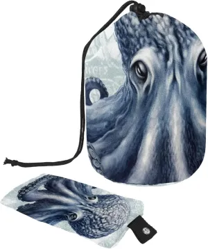 Cool Octopus Sea Animal Travel Cosmetic Bags Makeup Bag for Women, Foldable Drawstring Travel Cosmetic Bags, Portable Toiletry Bucket Bag
