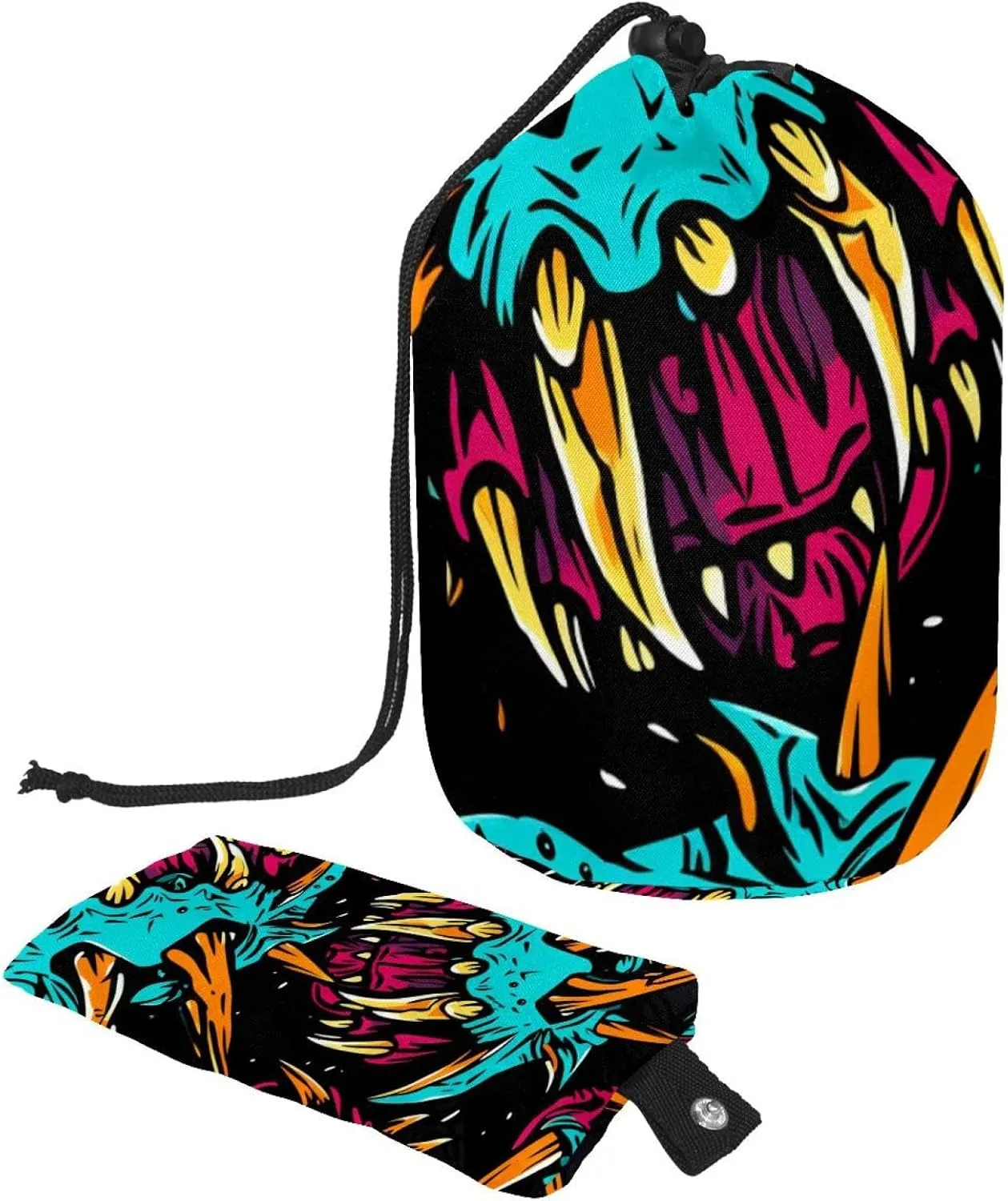 Cool Pop Art Abstract Calw Travel Cosmetic Bags Makeup Bag for Women, Foldable Drawstring Travel Cosmetic Bags, Portable Toiletry Bucket Bag